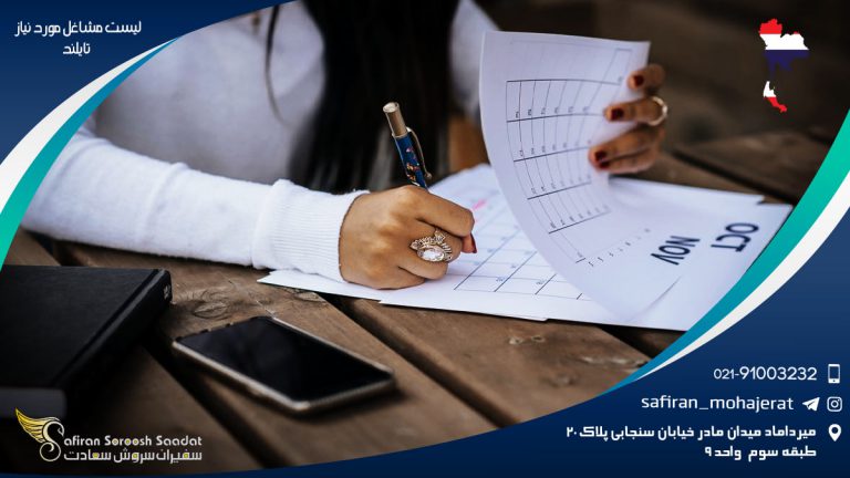 لیست مشاغل مورد نیاز تایلند