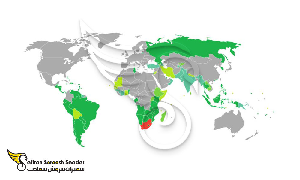 کشورهای مجاز به سفر با پاسپورت آفریقای جنوبی