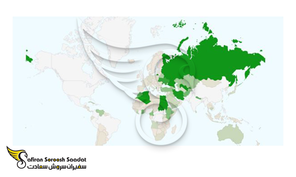 کشورهای سبز پر رنگ در لاتاری