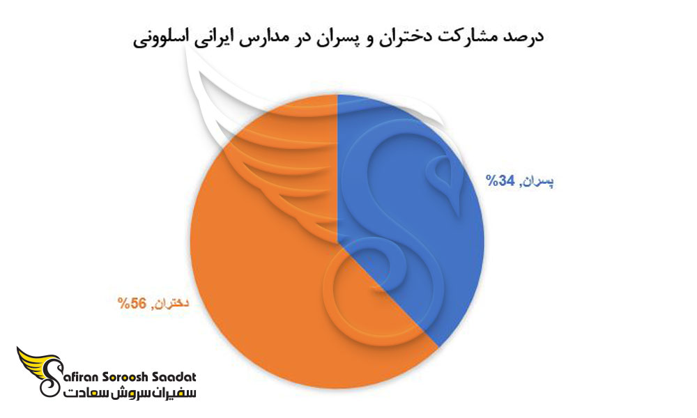 درصد مشارکت دختران و پسران در مدارس ایرانی اسلوونی