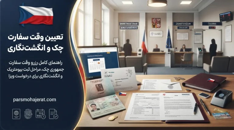 تعیین وقت سفارت چک ۲۰۲۶ | راهنمای کامل رزرو، مدارک و انگشت‌نگاری